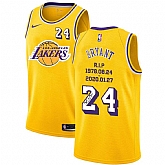Lakers 24 Kobe Bryant Yellow R.I.P Signature Swingman Jersey Dyin,baseball caps,new era cap wholesale,wholesale hats